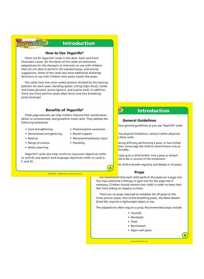 Super Duper Publications | Yogarilla® Exercises and Activities Yoga Fun Deck | Occupational Therapy Flash Cards | Core Strength and Balance Training | Educational Learning Resources or Children