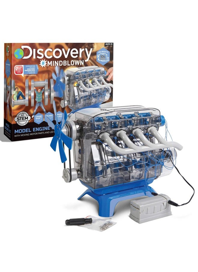 Discovery #MINDBLOWN Model Engine Building Kit, DIY 4-Cylinder Combustion Engine, Working Pistons Fan Valves Belts LED Lights, STEM Mechanic Engineering Construction Experiment Set, Kids & Adults Gift