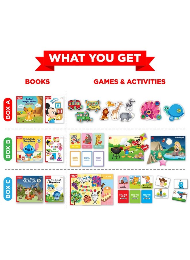 Einstein Box Featuring Disney Birthday Gift Set for 2-Year-Old Boys and Girls | Disney Gift Toys for 2-Year-Old Kids | Board Books and Fun Games | Learning and Educational Toys & Games |