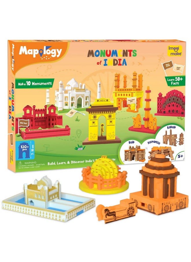 Imagimake Mapology Monuments of India - Construction Set - Make 10 Monuments - Educational Toy for Boys & Girls Above 5 Years (Multicolour) (10 Pieces)