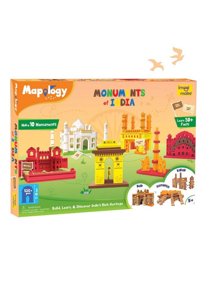 Imagimake Mapology Monuments of India - Construction Set - Make 10 Monuments - Educational Toy for Boys & Girls Above 5 Years (Multicolour) (10 Pieces)