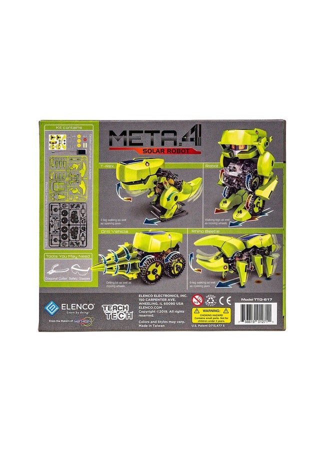 Elenco Teach Tech Meta.4 Solar Robot, 60 Pieces, Lime Green (EE-TTG617)