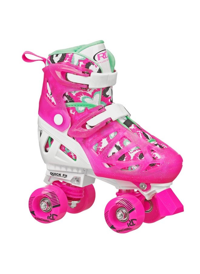 Roller Derby Trac Star Girl's Adjustable Roller Skate, White/Pink, Medium (12-2)