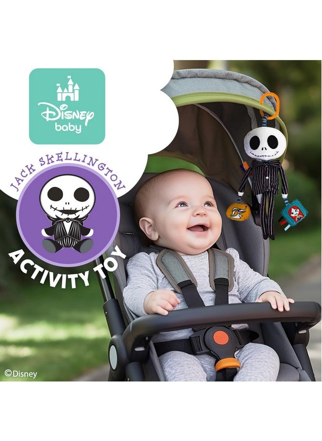 KIDS PREFERRED Disney Baby Nightmare Before Christmas Jack Skellington On The Go Activity Toy with Teether, On The Go Clip, Bell Chime, and Pull Through Arms