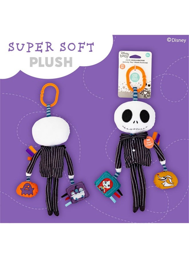 KIDS PREFERRED Disney Baby Nightmare Before Christmas Jack Skellington On The Go Activity Toy with Teether, On The Go Clip, Bell Chime, and Pull Through Arms