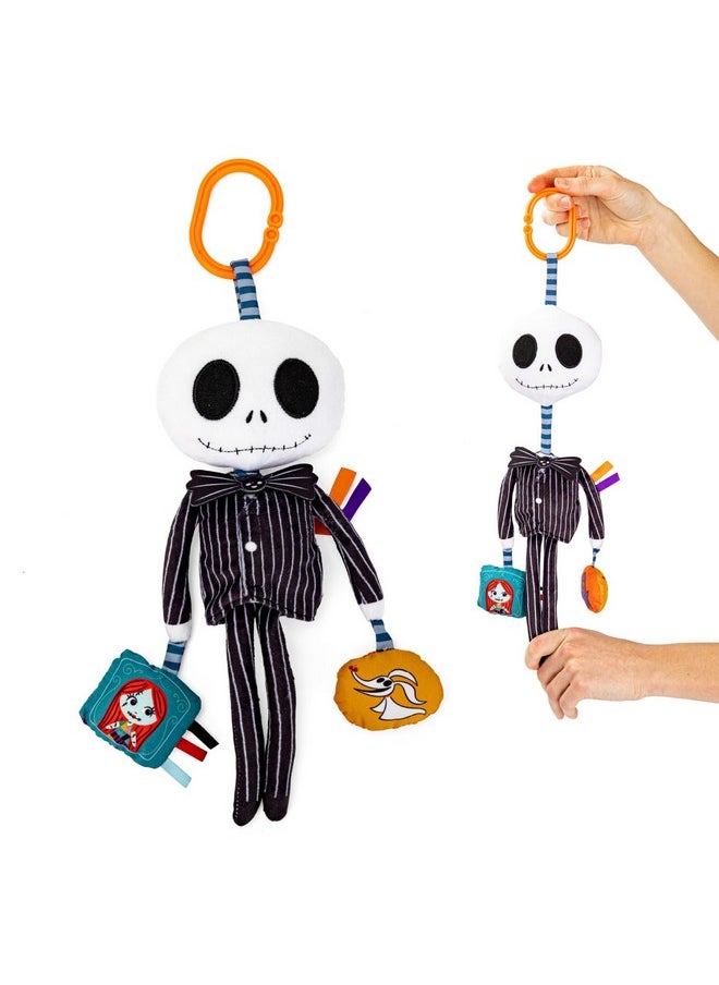 KIDS PREFERRED Disney Baby Nightmare Before Christmas Jack Skellington On The Go Activity Toy with Teether, On The Go Clip, Bell Chime, and Pull Through Arms