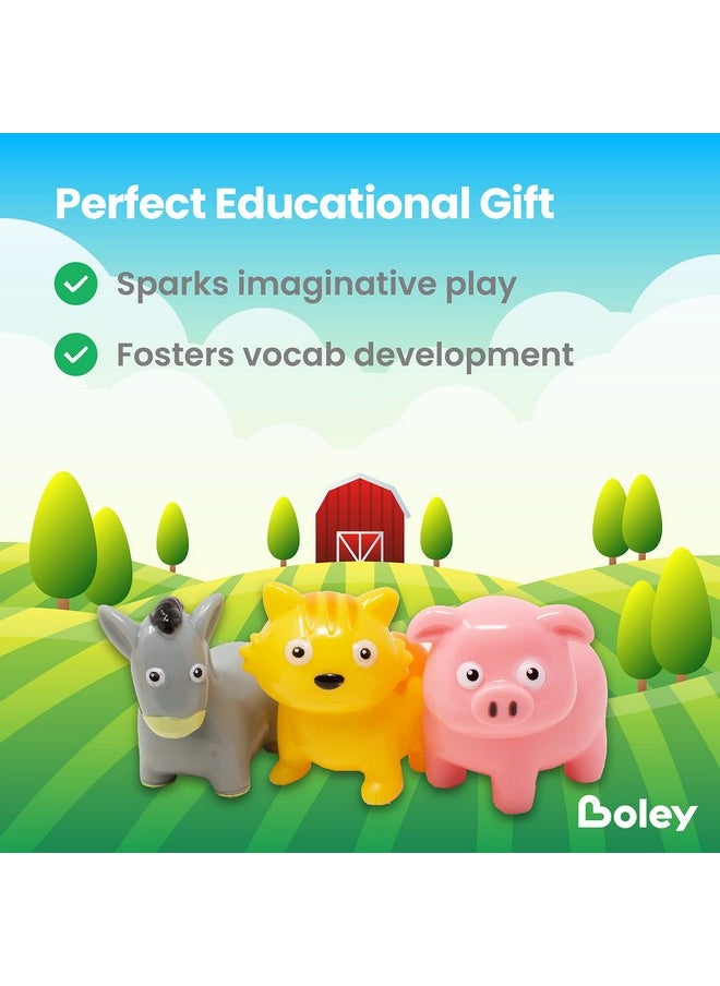 Boley Farm Animals Bath Toys Bucket - Includes 12 Colorful Fun Free Bathtub Toys & Pool Toys for Kids & Toddlers Ages 2 and Up!