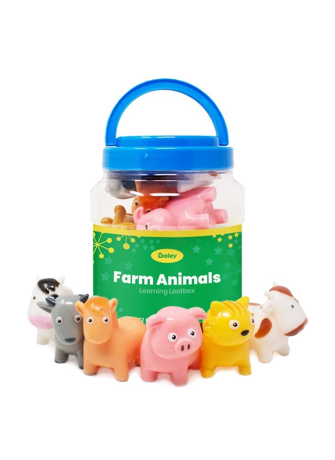 Boley Farm Animals Bath Toys Bucket - Includes 12 Colorful Fun Free Bathtub Toys & Pool Toys for Kids & Toddlers Ages 2 and Up!