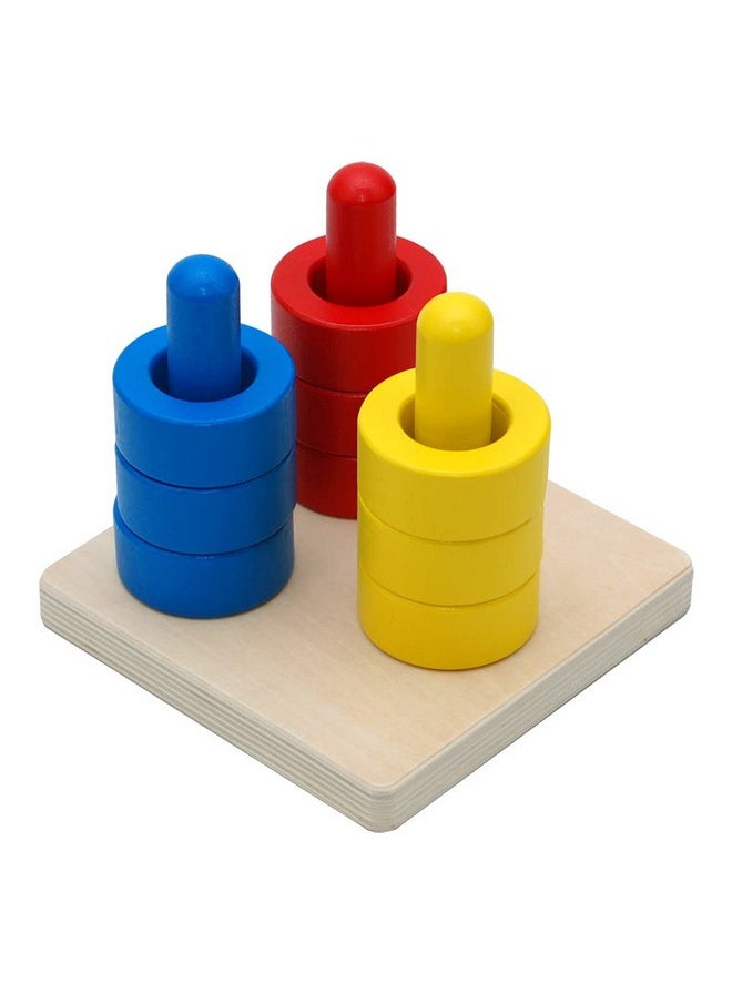 Elite Montessori 3 Wooden Colored Discs on Colored Dowels for 6+ Months, 1 Year Old Baby, Brain Development and Eye Hand Coordination Activities