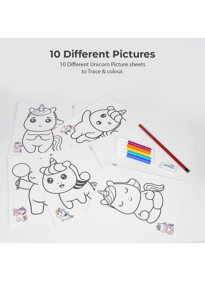 Toyztrend Mirror Art Unicorn Themed Creative Art & Craft Drawing Colouring Game for Kids