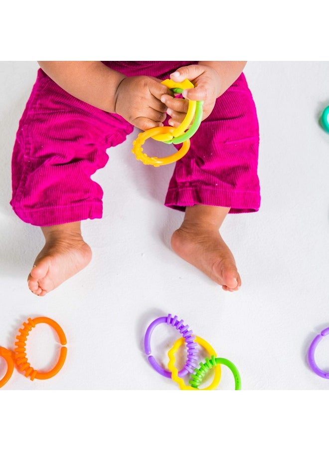 Bright Starts Lots of Links Rings Toys for Stroller or Carrier Seat, BPA-Free, Ages 0 Months Plus, Multicolor, 24 Count
