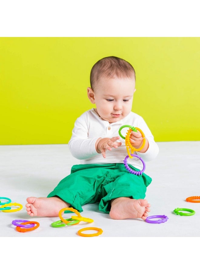 Bright Starts Lots of Links Rings Toys for Stroller or Carrier Seat, BPA-Free, Ages 0 Months Plus, Multicolor, 24 Count