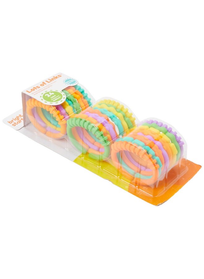 Bright Starts Lots of Links Rings Toys for Stroller or Carrier Seat, BPA-Free, Ages 0 Months Plus, Multicolor, 24 Count