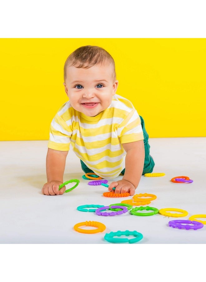 Bright Starts Lots of Links Rings Toys for Stroller or Carrier Seat, BPA-Free, Ages 0 Months Plus, Multicolor, 24 Count