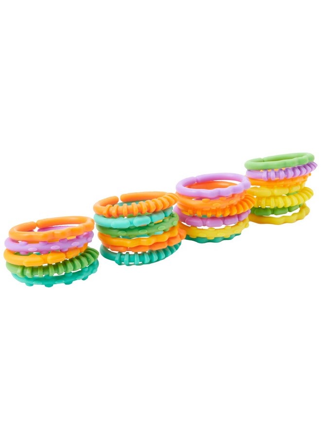 Bright Starts Lots of Links Rings Toys for Stroller or Carrier Seat, BPA-Free, Ages 0 Months Plus, Multicolor, 24 Count