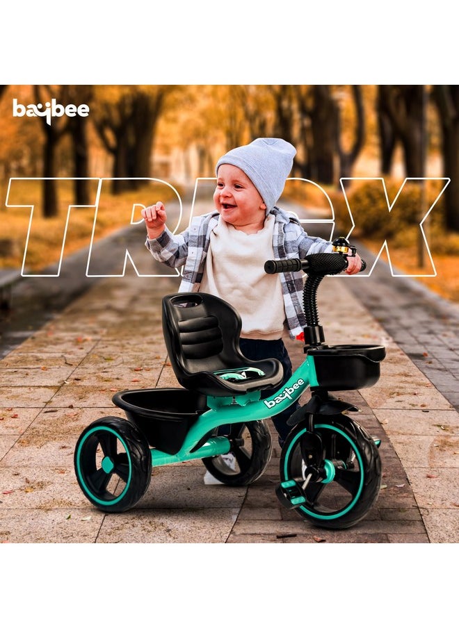 Baybee Baby Tricycle for Kids, Smart Plug & Play Kids Cycle with Eva Wheels, Bell, Storage Baskets & High Backrest | Kids Tricycle Trike | Baby Cycle for Kids 2 to 5 Years Boy Girl (TRIXG Green)