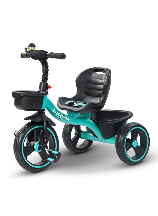 Baybee Baby Tricycle for Kids, Smart Plug & Play Kids Cycle with Eva Wheels, Bell, Storage Baskets & High Backrest | Kids Tricycle Trike | Baby Cycle for Kids 2 to 5 Years Boy Girl (TRIXG Green)