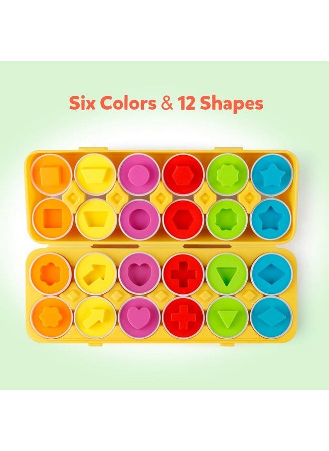 Coogam Matching Eggs 12 pcs Set Color & Shape Recoginition Sorter Puzzle for Toddlers Easter Travel Game Early Learning Educational Fine Motor Skill Montessori Gift for Year Old Kids