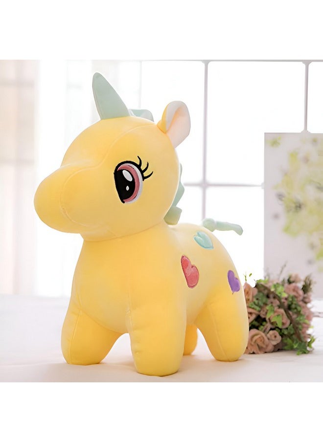 Tickles Super Soft Cute Unicorn Plush Animal Toy for Kids Boys & Girls (Color: Yellow Size: 35 cm)