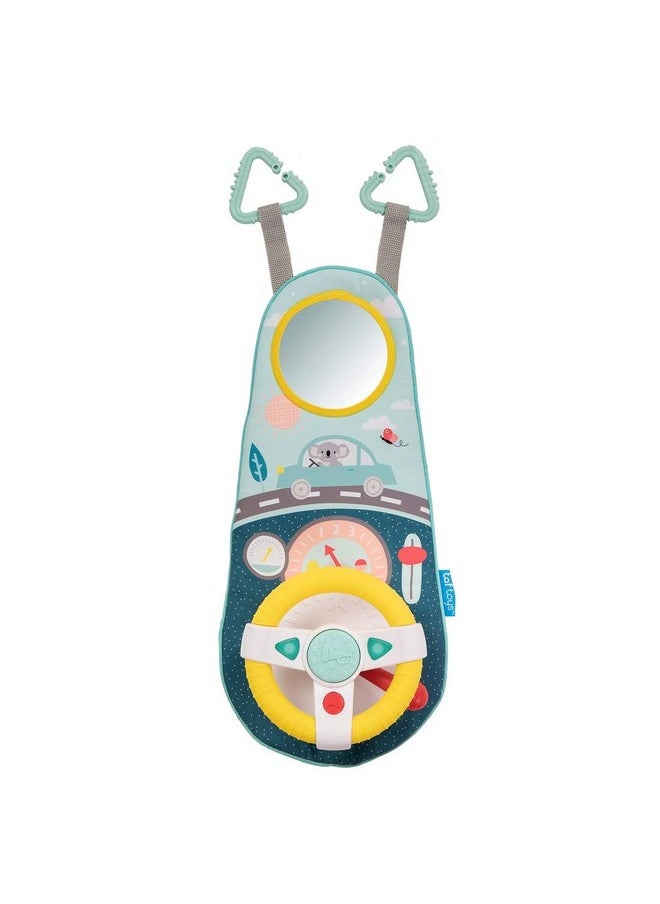 Baby Car Seat Toys for Infants with Mirror, Carseat Toys Steering Wheel with Music Lights & Driving Sounds Car Seat Toy for Babies 6 to 12 Months