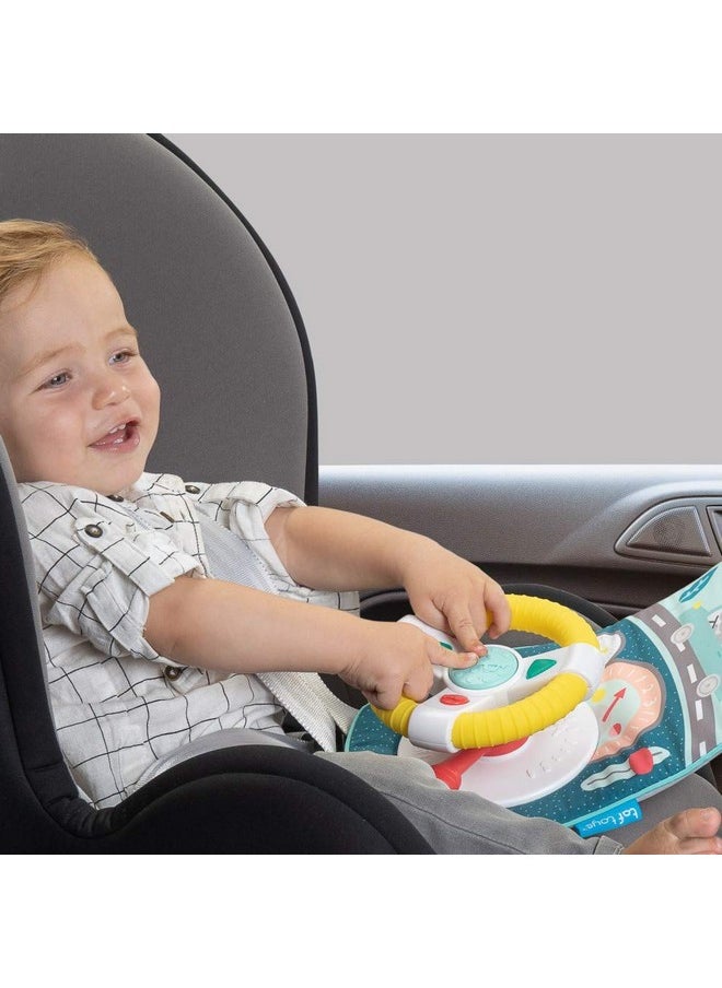 Baby Car Seat Toys for Infants with Mirror, Carseat Toys Steering Wheel with Music Lights & Driving Sounds Car Seat Toy for Babies 6 to 12 Months
