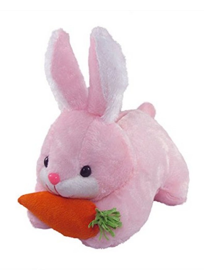 Tickles Rabbit with Carrot Stuffed Soft Plush Animal Toy for Kids Boys & Girls (Color: Pink Size: 25 cm)