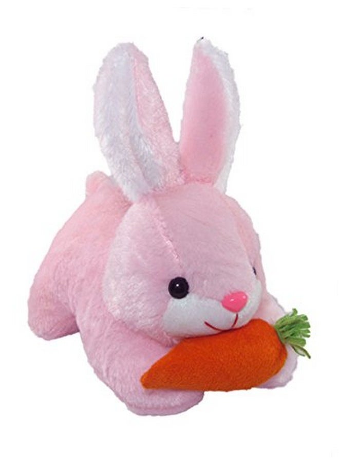Tickles Rabbit with Carrot Stuffed Soft Plush Animal Toy for Kids Boys & Girls (Color: Pink Size: 25 cm)