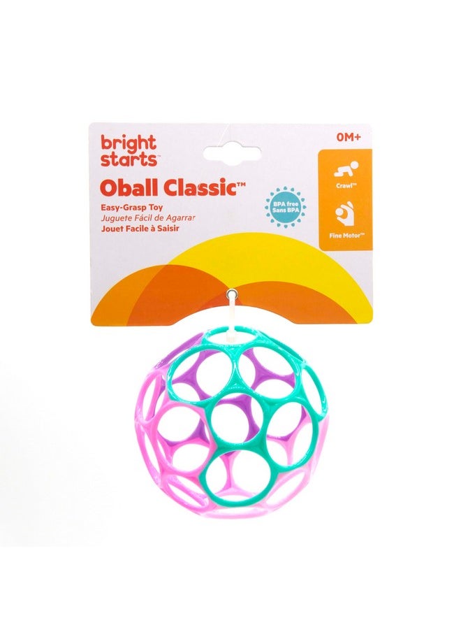 Bright Starts Oball Easy Grasp Classic Ball Infant Toy in Pink/Purple, Age Newborn and up. 4 Inches