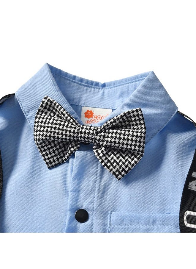 Hopscotch Boys Check Print Romper In Blue Color for Ages 12-24 Months