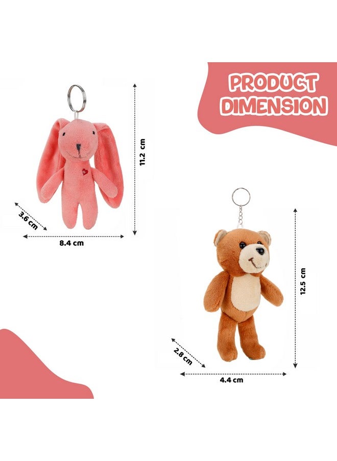 Webby Combo of Plush Keychain and Standing Bunny Soft Toys | Cute Stuffed Animal Keychains Set for Kids and Adults (Set of 2)
