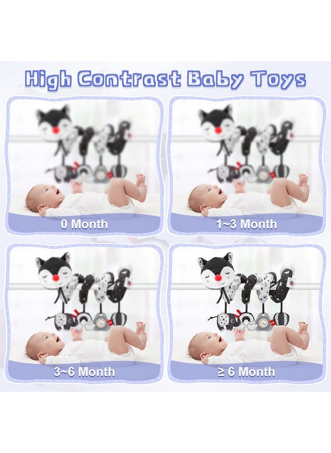 FPVERA Car Seat and Stroller Toys - Black and White Car Seat Toy High Contrast Baby Toys, Baby Plush Spiral Activity Toy for Crib Mobile, Newborn Sensory Toy Best Gift for 0 3 6 9 12 Months Infants