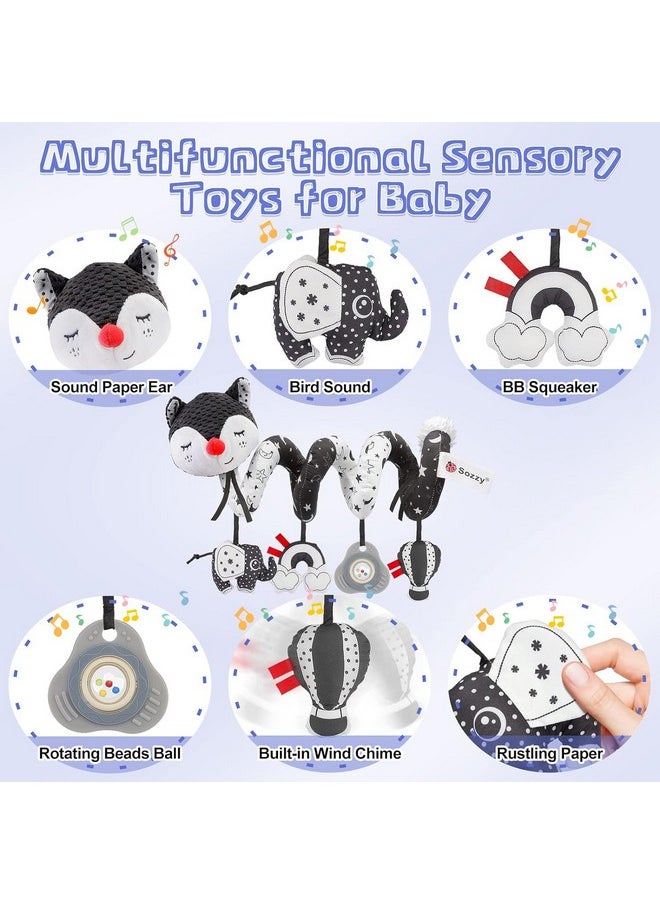 FPVERA Car Seat and Stroller Toys - Black and White Car Seat Toy High Contrast Baby Toys, Baby Plush Spiral Activity Toy for Crib Mobile, Newborn Sensory Toy Best Gift for 0 3 6 9 12 Months Infants