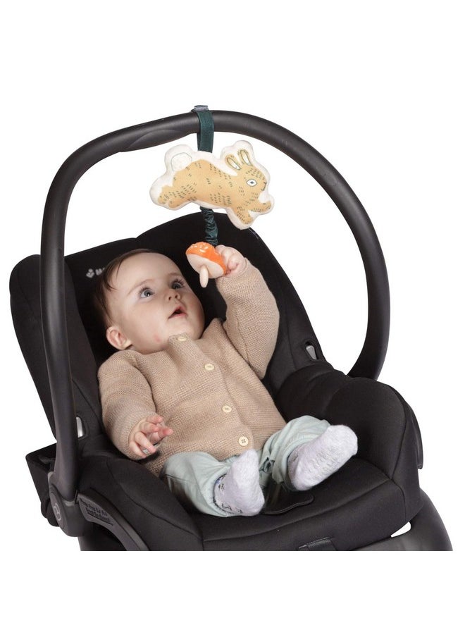 Manhattan Toy Button Bunny Brahm's Lullaby Pull Musical Toy with Baby Chime and Adjustable Fabric Loop for Carriers and Cribs