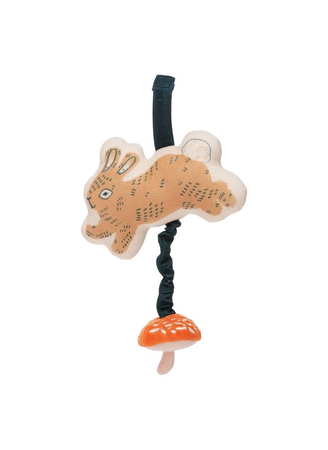 Manhattan Toy Button Bunny Brahm's Lullaby Pull Musical Toy with Baby Chime and Adjustable Fabric Loop for Carriers and Cribs
