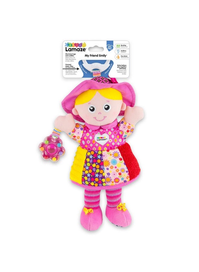 Lamaze My Friend Emily Car Seat and Stroller Toy - Soft Baby Hanging Toys - Baby Crinkle Toys with High Contrast Colors - Baby Travel Toys Ages 0 Months and Up