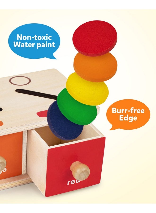 Coogam Montessori Toys Wooden Color Shape Sorting Box Game Geometric Matching Blocks Early Learning Educational Toy Gift for 3 4 5 Year-Old Baby Toddlers