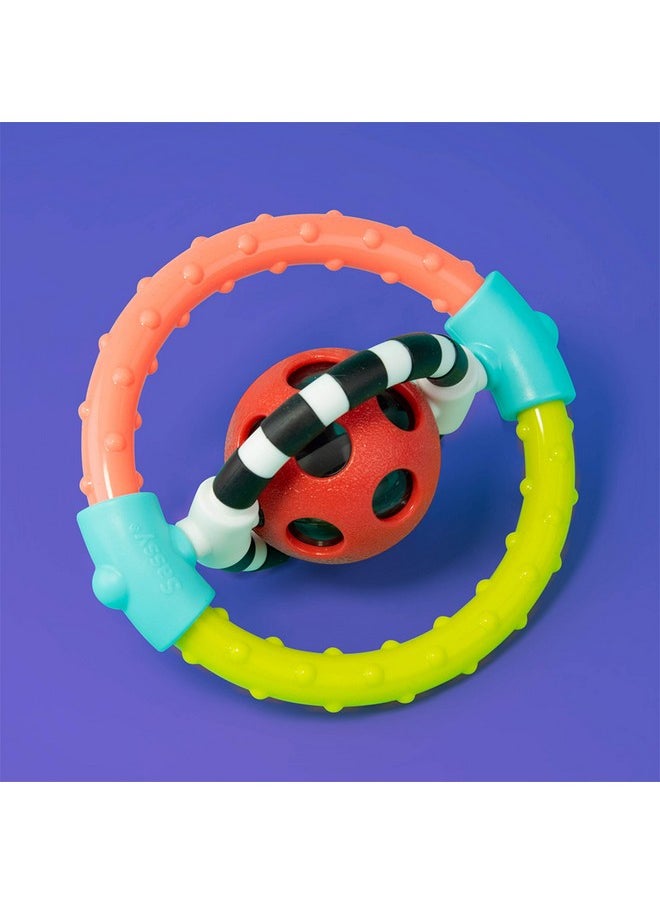 Sassy Spin and Chew Flex Ring Rattle with Dual Action Spinners, for Ages 0+ Months