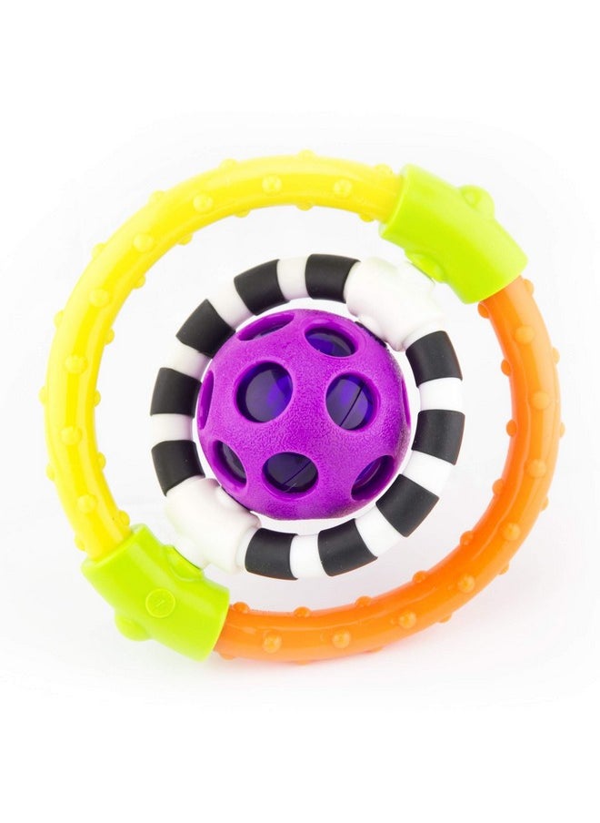 Sassy Spin and Chew Flex Ring Rattle with Dual Action Spinners, for Ages 0+ Months