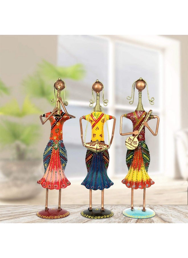 Handicrafts Paradise Musical Lady Dolls Set Handmade Decorative Gift Item showpiece for Homedecor, 12.25 inch, 3 Piece