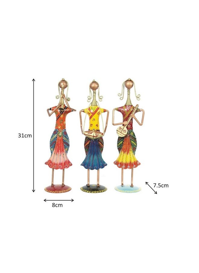 Handicrafts Paradise Musical Lady Dolls Set Handmade Decorative Gift Item showpiece for Homedecor, 12.25 inch, 3 Piece