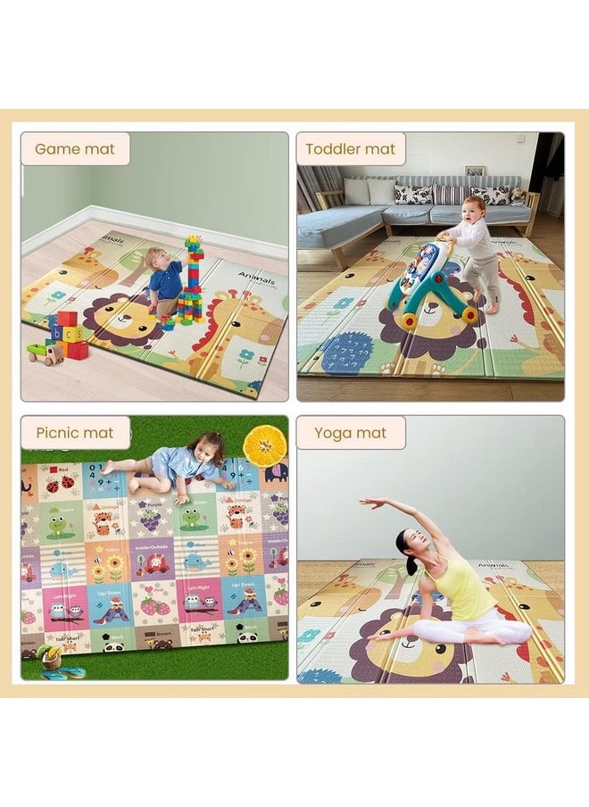 FunBlast Waterproof Foldable Baby Floor Play Mat, Reversible XPE Foam Mat, Dual Size Printed Waterproof Play Mat, Floor Play Mat - Color & Print May Vary - (5.9x4.9 Feet with 1cm Thickness) (D23)