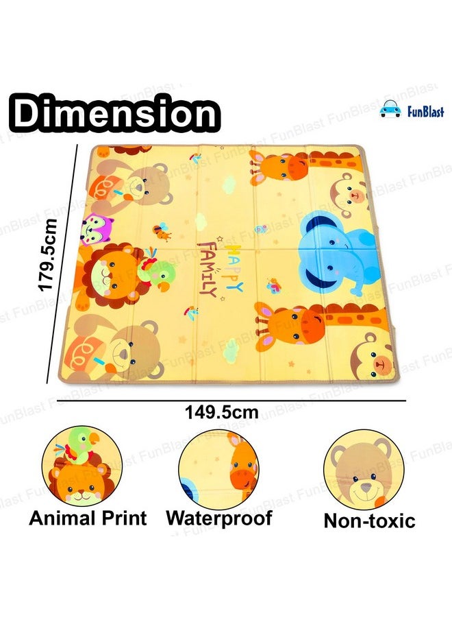 FunBlast Waterproof Foldable Baby Floor Play Mat, Reversible XPE Foam Mat, Dual Size Printed Waterproof Play Mat, Floor Play Mat - Color & Print May Vary - (5.9x4.9 Feet with 1cm Thickness) (D23)