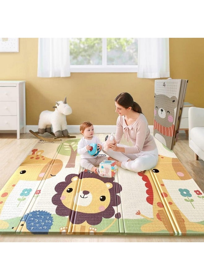 FunBlast Waterproof Foldable Baby Floor Play Mat, Reversible XPE Foam Mat, Dual Size Printed Waterproof Play Mat, Floor Play Mat - Color & Print May Vary - (5.9x4.9 Feet with 1cm Thickness) (D23)