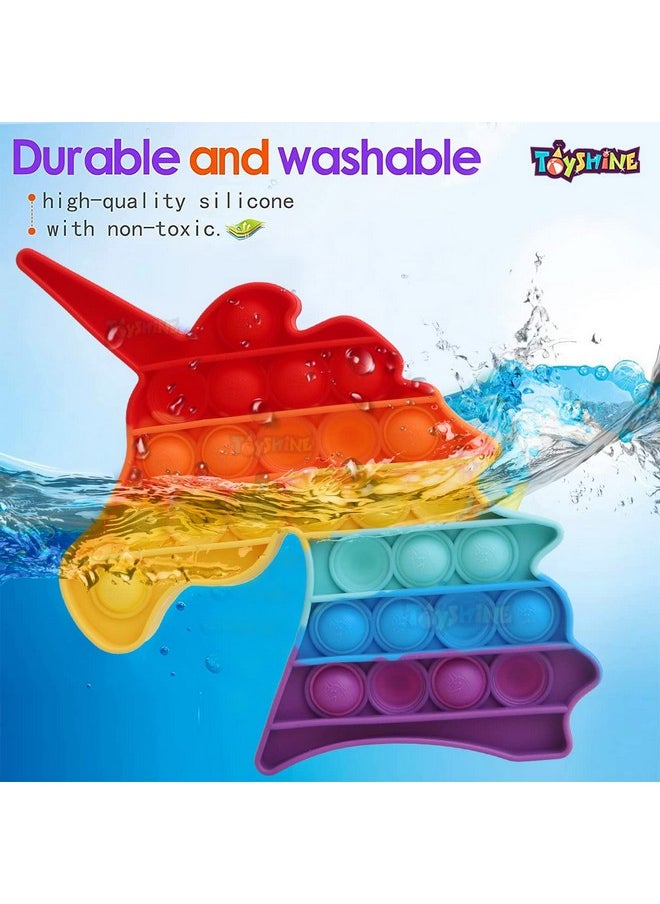 Toyshine Pack of 4- Big Unicorn, Dearmy Unicorn, Purple Unicorn, Bubble Key Ring- Fidget Popping Sounds Toy, BPA Free Silicone, Push Bubbles Toy for Autism Stress Reliever, Sensory Toy Pop It Toys