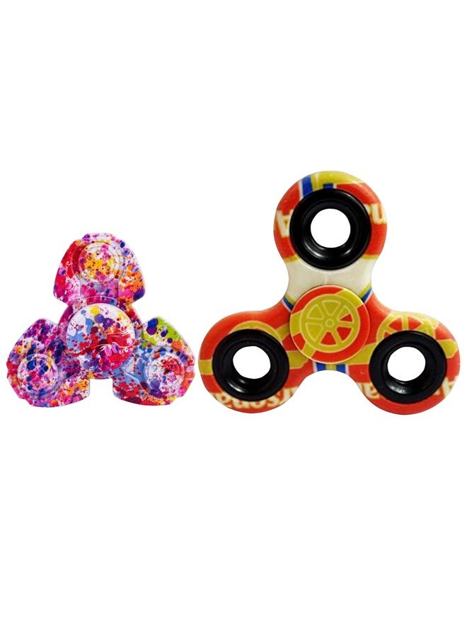 Premsons® Hand Spinner Desk Toy - High Speed Smooth Finger Spin Sensory Fidget Stress Relief Game Play for Kids & Adults - Birthday Party Gift - Combo - Football-A + Rainbow Splash Triangular Head
