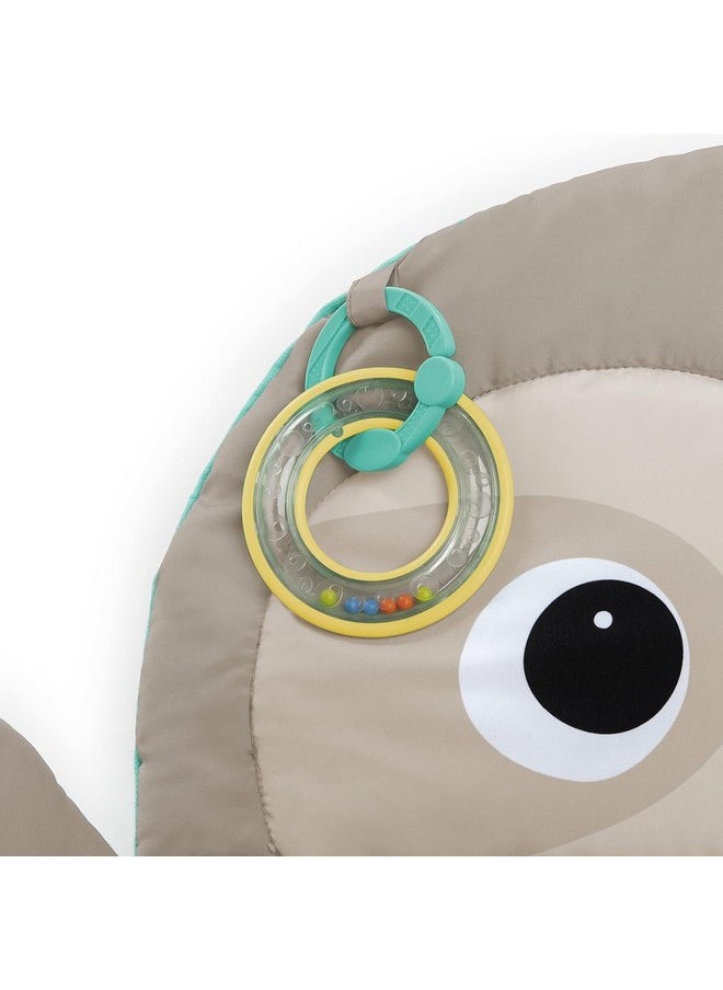Bright Starts Tummy Time Prop & Play Baby Activity Mat with Support Pillow & Taggies - Sloth 36 x 32.5 in., Age Newborn+