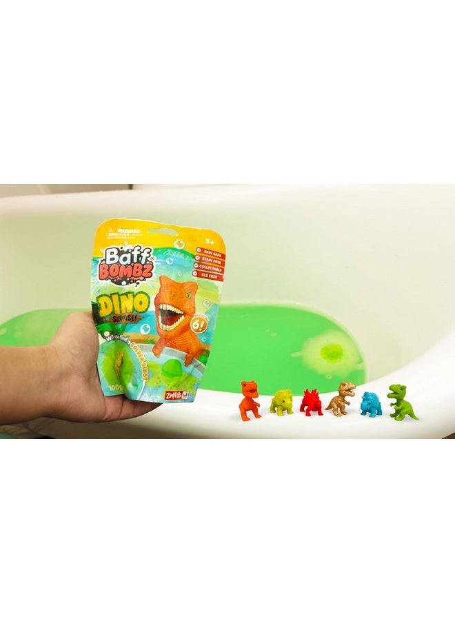 Large Dino Surprise Bath Bomb, 6 Surprise Dinosaur Toys to Collect in Total, One Per Bath Bomb, Children's Fizzing Toy, Birthday Gift for Boys & Girls, Stocking Filler Present