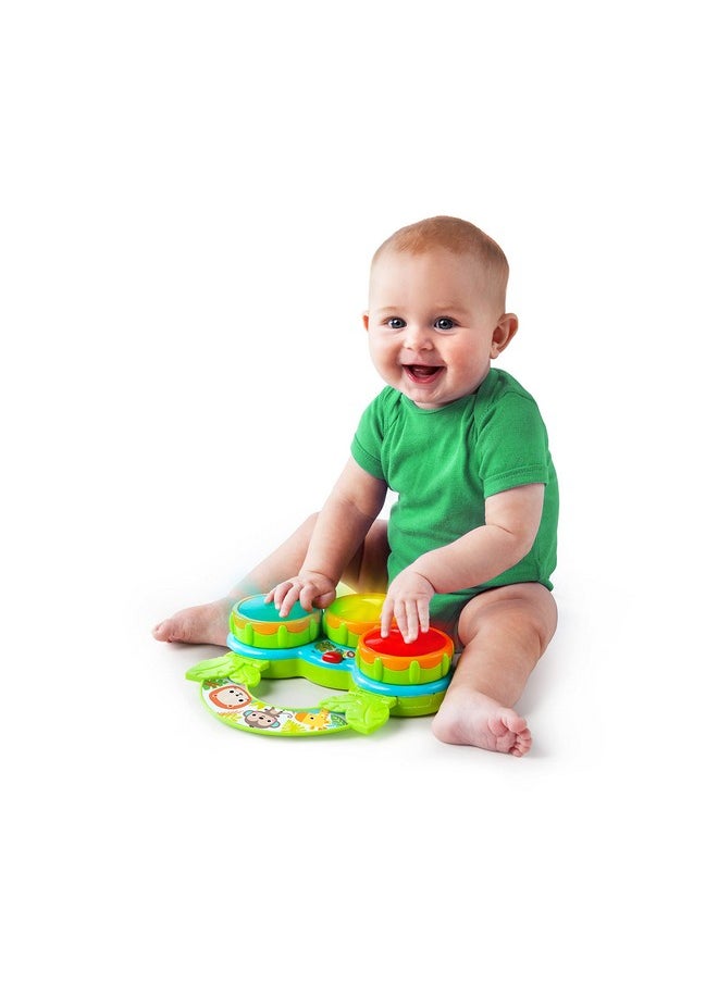 Bright Starts Safari Beats Musical Drum Toy with Lights, Ages 3 Months +, Multi