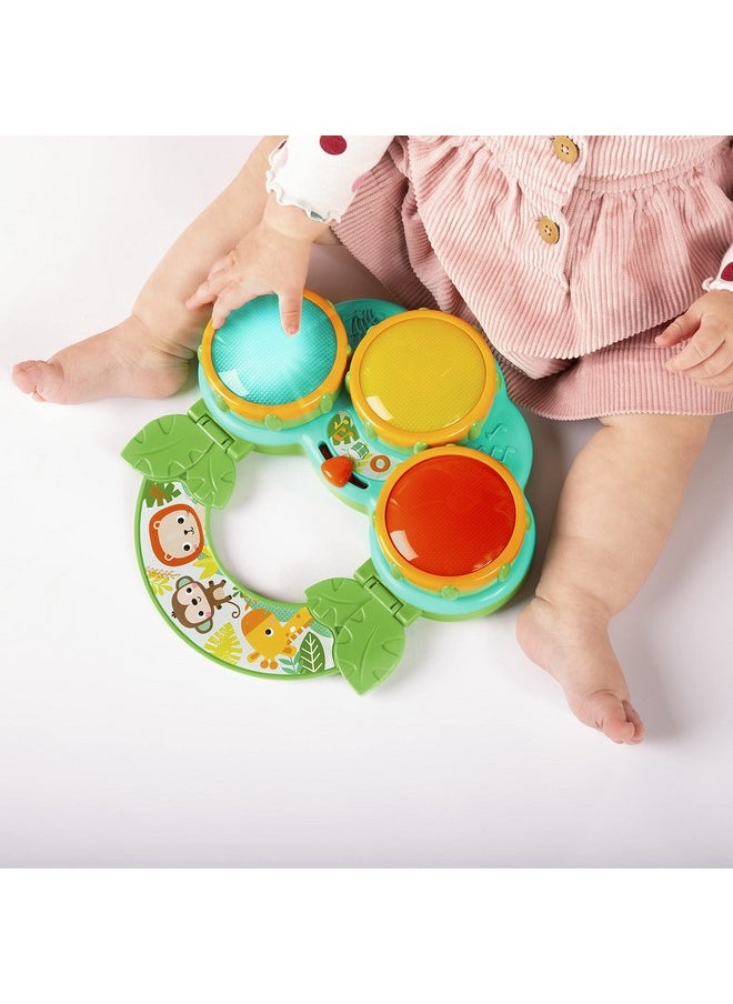 Bright Starts Safari Beats Musical Drum Toy with Lights, Ages 3 Months +, Multi