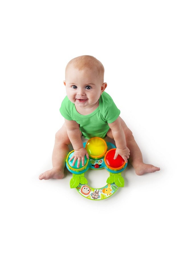 Bright Starts Safari Beats Musical Drum Toy with Lights, Ages 3 Months +, Multi
